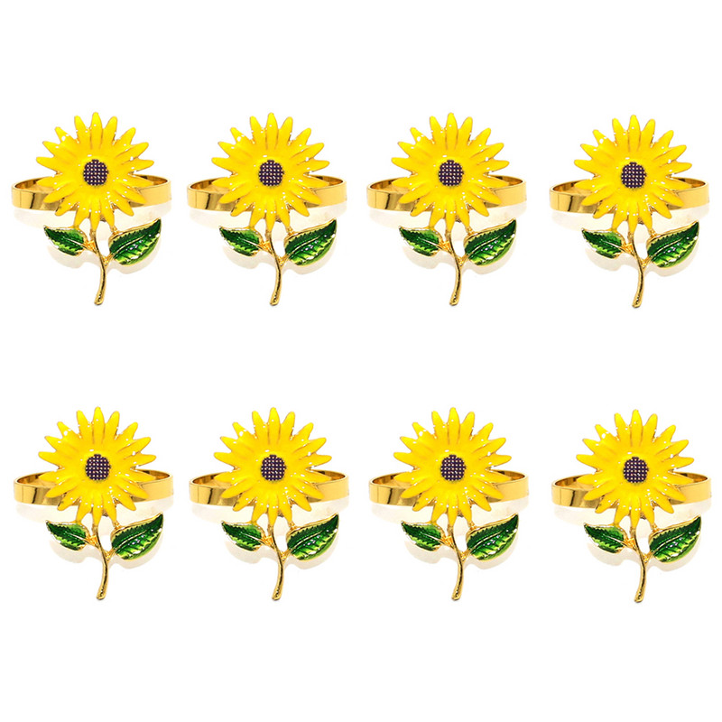 6/8gab Saulespuķu salvešu gredzeni Pateicības dienas rudens salvešu turētāji Gredzens lauku mājas salvetes turētāja galda noformējums HWE28
