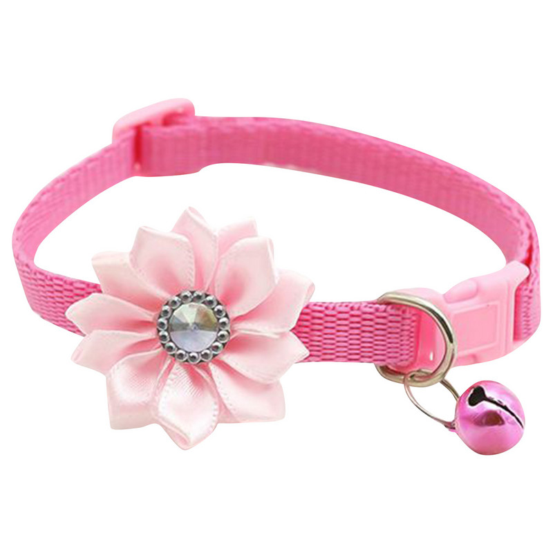 Suņu kaklasiksnas ar ziediem un zvaniņiem, piemērotas lieliem, vidējiem un maziem suņiem Jaukas vienkrāsainas mājdzīvnieku kaklasiksnas Regulējamas suņu kaklasiksnas