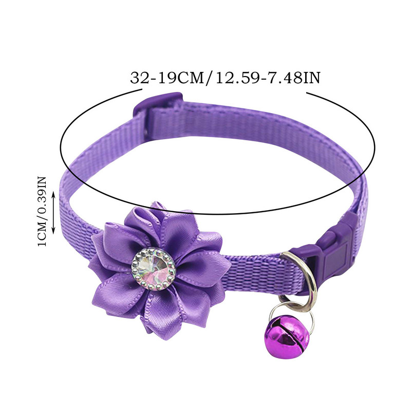 Suņu kaklasiksnas ar ziediem un zvaniņiem, piemērotas lieliem, vidējiem un maziem suņiem Jaukas vienkrāsainas mājdzīvnieku kaklasiksnas Regulējamas suņu kaklasiksnas