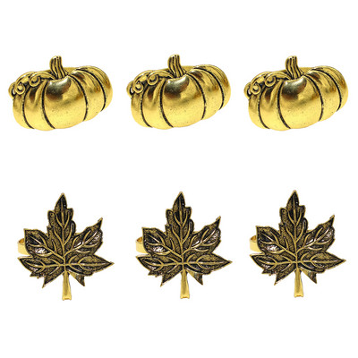 Dvianna 6Gb Ķirbju salvešu gredzeni Helovīna spoku svētki Rudens ķirbju kļavas lapu salvešu gredzenu turētājs HWH33