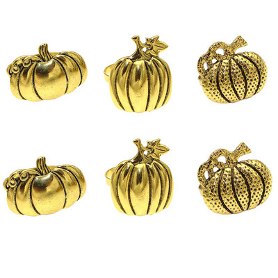 Dvianna 6Gb Ķirbju salvešu gredzeni Helovīna spoku svētki Rudens ķirbju kļavas lapu salvešu gredzenu turētājs HWH33