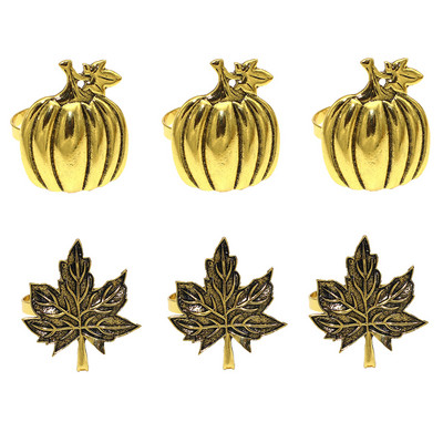 Dvianna 6Gb Ķirbju salvešu gredzeni Helovīna spoku svētki Rudens ķirbju kļavas lapu salvešu gredzenu turētājs HWH33