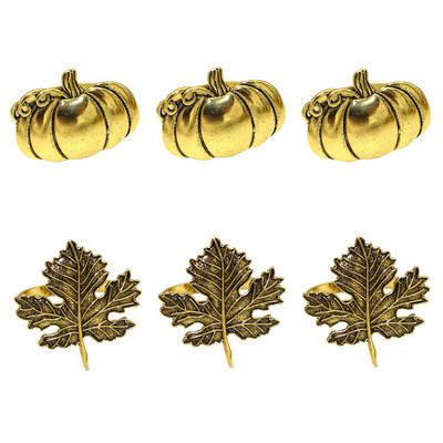 Dvianna 6Gb Ķirbju salvešu gredzeni Helovīna spoku svētki Rudens ķirbju kļavas lapu salvešu gredzenu turētājs HWH33