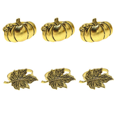 Dvianna 6Gb Ķirbju salvešu gredzeni Helovīna spoku svētki Rudens ķirbju kļavas lapu salvešu gredzenu turētājs HWH33