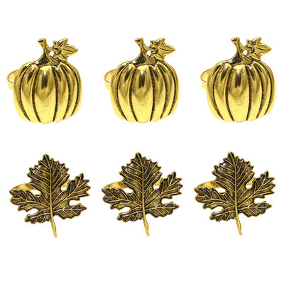 Dvianna 6Gb Ķirbju salvešu gredzeni Helovīna spoku svētki Rudens ķirbju kļavas lapu salvešu gredzenu turētājs HWH33