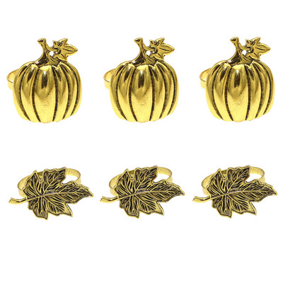 Dvianna 6Gb Ķirbju salvešu gredzeni Helovīna spoku svētki Rudens ķirbju kļavas lapu salvešu gredzenu turētājs HWH33