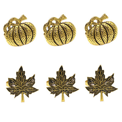 Dvianna 6Gb Ķirbju salvešu gredzeni Helovīna spoku svētki Rudens ķirbju kļavas lapu salvešu gredzenu turētājs HWH33