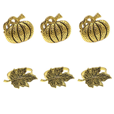 Dvianna 6Gb Ķirbju salvešu gredzeni Helovīna spoku svētki Rudens ķirbju kļavas lapu salvešu gredzenu turētājs HWH33