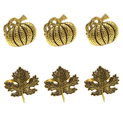 Dvianna 6Gb Ķirbju salvešu gredzeni Helovīna spoku svētki Rudens ķirbju kļavas lapu salvešu gredzenu turētājs HWH33