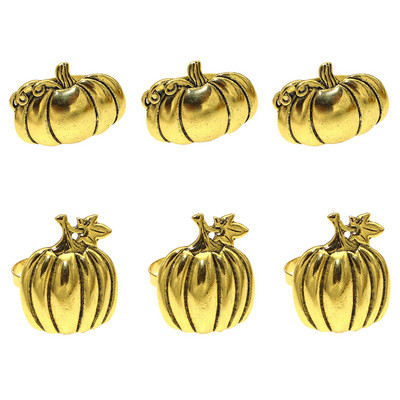 Dvianna 6Gb Ķirbju salvešu gredzeni Helovīna spoku svētki Rudens ķirbju kļavas lapu salvešu gredzenu turētājs HWH33