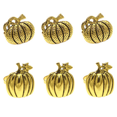 Dvianna 6Gb Ķirbju salvešu gredzeni Helovīna spoku svētki Rudens ķirbju kļavas lapu salvešu gredzenu turētājs HWH33