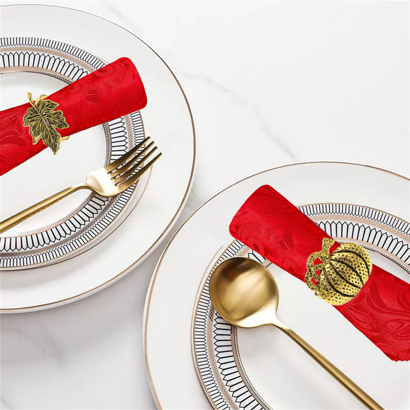 Dvianna 6Gb Ķirbju salvešu gredzeni Helovīna spoku svētki Rudens ķirbju kļavas lapu salvešu gredzenu turētājs HWH33