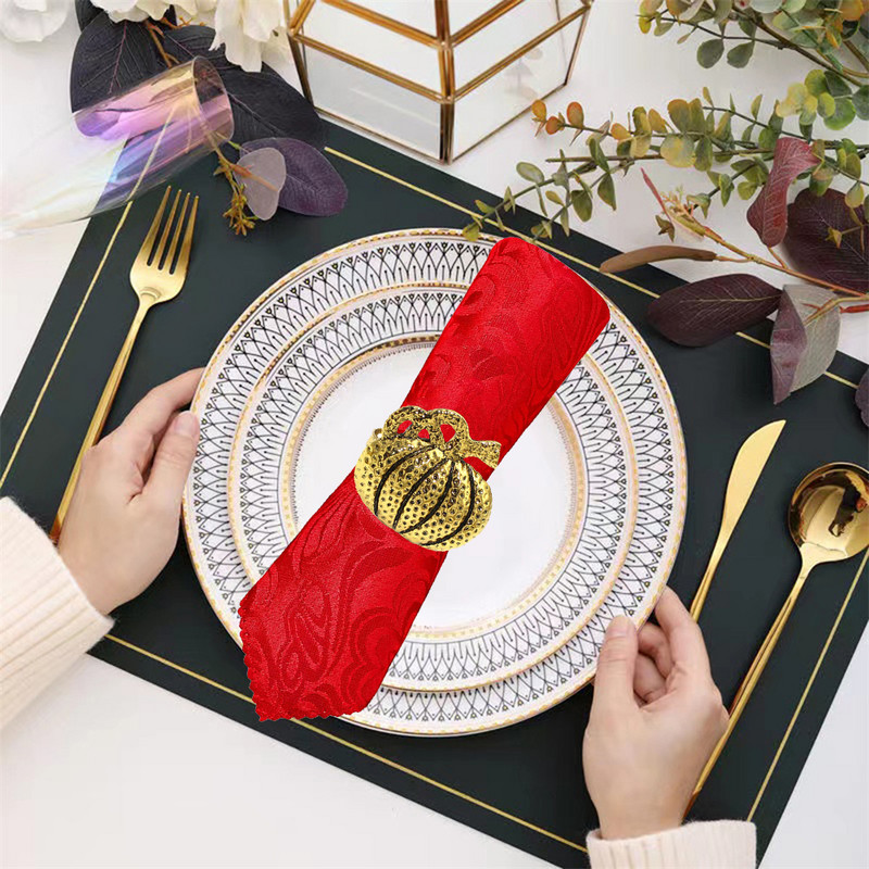 Dvianna 6Gb Ķirbju salvešu gredzeni Helovīna spoku svētki Rudens ķirbju kļavas lapu salvešu gredzenu turētājs HWH33