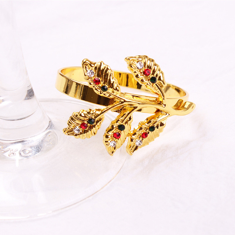 Creative Leaves salvešu gredzens Kāzu ballīšu dekorēšanas galds Ziemassvētku salvešu gredzeni Individuāls elegants galda zelta salvešu turētājs