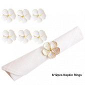 6/12gab Salvešu gredzeni Baltās eļļas ziedu salvete sprādzes kāzu pusdienu galds plūmju salvešu turētājs papīra salvešu gredzenu galda dekors