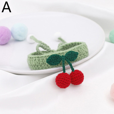 Modes suņu kaķu ķiršu kaklarotas kulons ar rokām darinātas kokvilnas trikotāžas apkakles jaukas mājdzīvnieku apkakles kucēnu kaķēnu kaklarotas rotaslietas