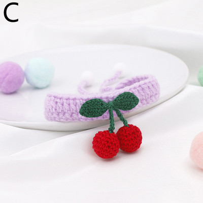 Modes suņu kaķu ķiršu kaklarotas kulons ar rokām darinātas kokvilnas trikotāžas apkakles jaukas mājdzīvnieku apkakles kucēnu kaķēnu kaklarotas rotaslietas