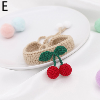 Modes suņu kaķu ķiršu kaklarotas kulons ar rokām darinātas kokvilnas trikotāžas apkakles jaukas mājdzīvnieku apkakles kucēnu kaķēnu kaklarotas rotaslietas