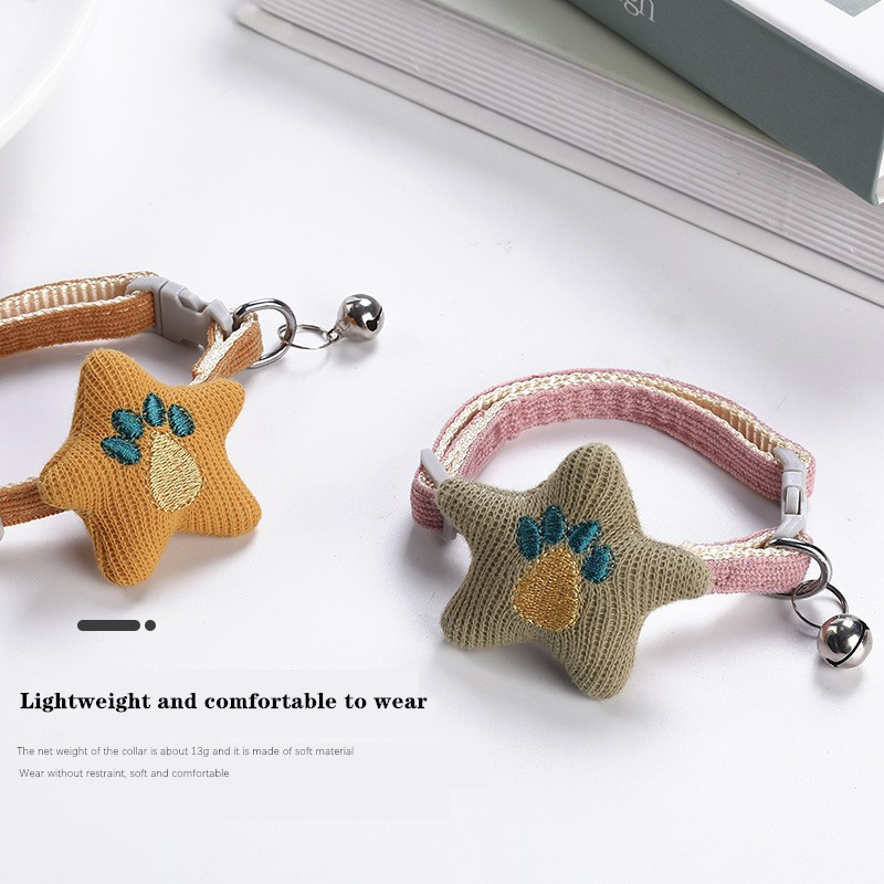 Multfilmas Pentagram mājdzīvnieku apkakles regulējama kucēna kaķēna kakla siksna ar zvana kaklarotu maza suņa kaķa dekorēšanai