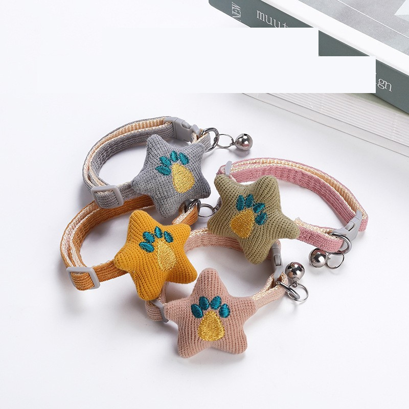 Multfilmas Pentagram mājdzīvnieku apkakles regulējama kucēna kaķēna kakla siksna ar zvana kaklarotu maza suņa kaķa dekorēšanai