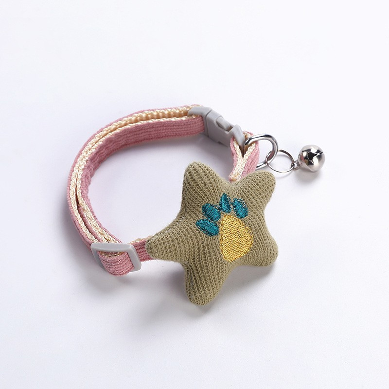 Multfilmas Pentagram mājdzīvnieku apkakles regulējama kucēna kaķēna kakla siksna ar zvana kaklarotu maza suņa kaķa dekorēšanai