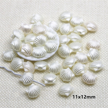 100 τμχ/παρτίδα 12mm από ελεφαντόδοντο Seashell Pearl Beads ABS Resin Flatback Simulated pearl Beads Κοσμήματα DIY Αξεσουάρ