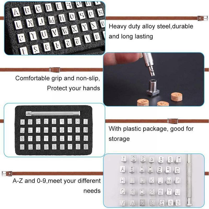 Ādas zīmogošanas komplekts perforatora rīka numura burtu alfabēta zīmogi ādas logotipa zīmogu komplektam ar rokām izgatavots amatniecības darba rīks U4Z7