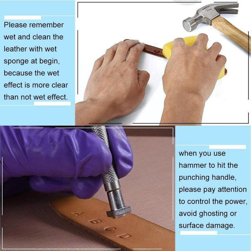 Ādas zīmogošanas komplekts perforatora rīka numura burtu alfabēta zīmogi ādas logotipa zīmogu komplektam ar rokām izgatavots amatniecības darba rīks U4Z7