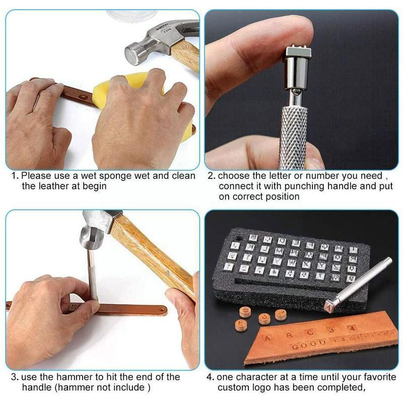 Ādas zīmogošanas komplekts perforatora rīka numura burtu alfabēta zīmogi ādas logotipa zīmogu komplektam ar rokām izgatavots amatniecības darba rīks U4Z7