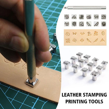 Комплект инструменти за щамповане на кожа Печата с цинкова сплав Craft New Making Leather Seal DIY Punch Working Carving Art Saddle Too N8J9