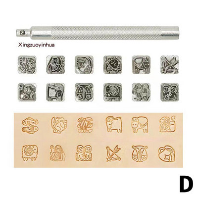 Ādas štancēšanas drukāšanas rīku komplekts Cinka sakausējuma zīmogu amatniecība Jauna izgatavošana Ādas zīmogs DIY Punch Working Carving Art Seglu pārāk N8J9