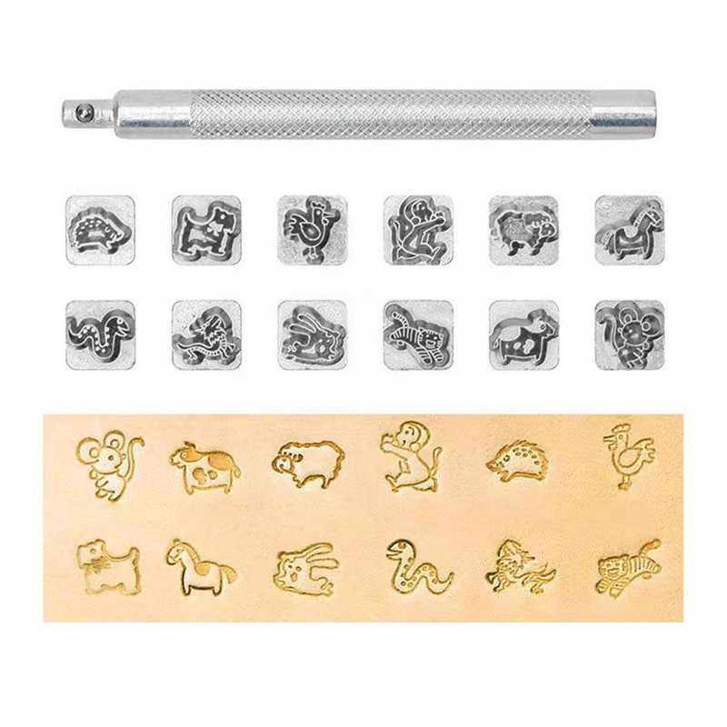 Ādas štancēšanas drukāšanas rīku komplekts Cinka sakausējuma zīmogu amatniecība Jauna izgatavošana Ādas zīmogs DIY Punch Working Carving Art Seglu pārāk N8J9