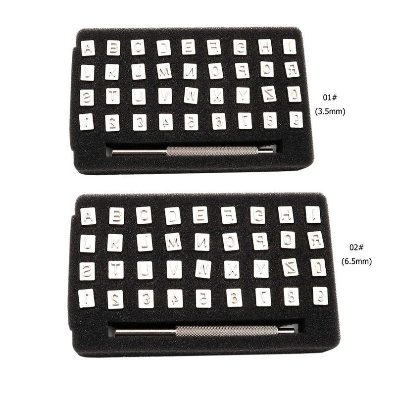 DIY amatniecības štancēšanas masīva metāla drukas rīks 36 gab. alfabēta skaitļi, ādas griešanas zīmogu komplekts, drukāšanas perforators