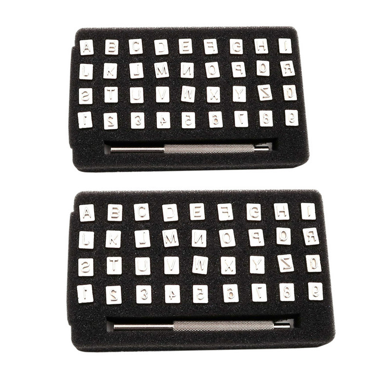 DIY amatniecības štancēšanas masīva metāla drukas rīks 36 gab. alfabēta skaitļi, ādas griešanas zīmogu komplekts, drukāšanas perforators