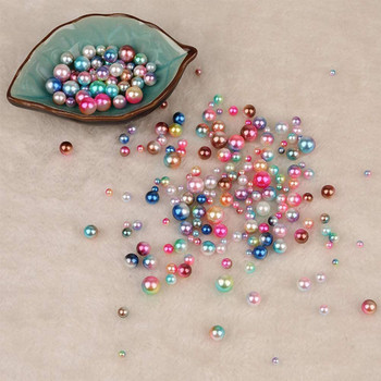 150-200 бр./Опаковка Смесен размер Имитация на перла 3-8 мм Цветни перли с дупка Кръгла акрилна имитация на перла Направи си сам Изработка на бижута
