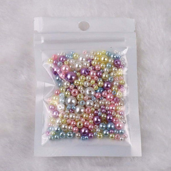 150-200 бр./Опаковка Смесен размер Имитация на перла 3-8 мм Цветни перли с дупка Кръгла акрилна имитация на перла Направи си сам Изработка на бижута