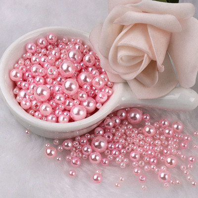 150–200 gab/iepakojumā jaukta izmēra pērļu imitācija 3–8 mm krāsainas pērles ar apaļu caurumu akrila imitācijas pērle, DIY rotaslietu izgatavošana
