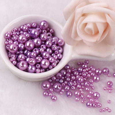 150–200 gab/iepakojumā jaukta izmēra pērļu imitācija 3–8 mm krāsainas pērles ar apaļu caurumu akrila imitācijas pērle, DIY rotaslietu izgatavošana