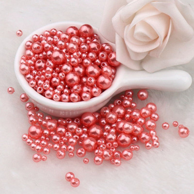 150–200 gab/iepakojumā jaukta izmēra pērļu imitācija 3–8 mm krāsainas pērles ar apaļu caurumu akrila imitācijas pērle, DIY rotaslietu izgatavošana
