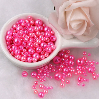 150–200 gab/iepakojumā jaukta izmēra pērļu imitācija 3–8 mm krāsainas pērles ar apaļu caurumu akrila imitācijas pērle, DIY rotaslietu izgatavošana