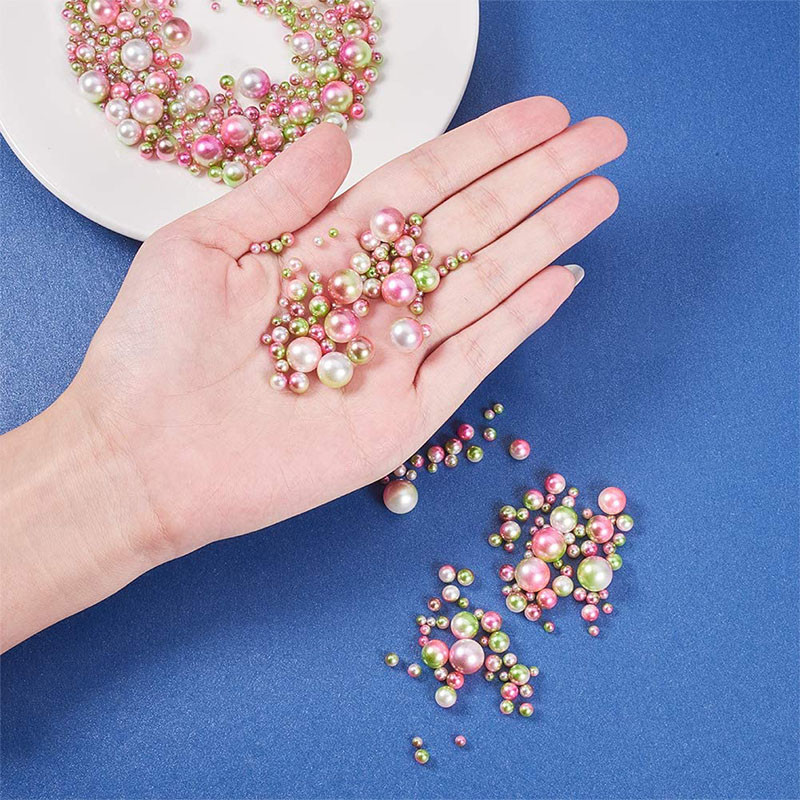 150–200 gab/iepakojumā jaukta izmēra pērļu imitācija 3–8 mm krāsainas pērles ar apaļu caurumu akrila imitācijas pērle, DIY rotaslietu izgatavošana