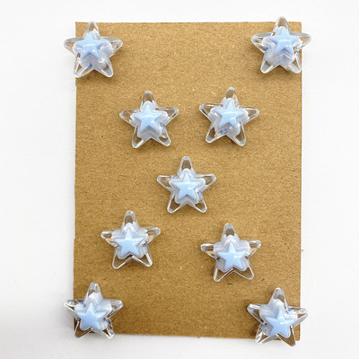 20gab 16mm caurspīdīga iekšējā krāsa akrila piecstaru zvaigžņu krelles, brīvas atstarpes krelles rotaslietas, lai izgatavotu DIY apģērbu piederumus