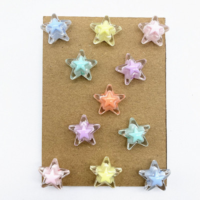 20gab 16mm caurspīdīga iekšējā krāsa akrila piecstaru zvaigžņu krelles, brīvas atstarpes krelles rotaslietas, lai izgatavotu DIY apģērbu piederumus