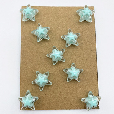 20gab 16mm caurspīdīga iekšējā krāsa akrila piecstaru zvaigžņu krelles, brīvas atstarpes krelles rotaslietas, lai izgatavotu DIY apģērbu piederumus