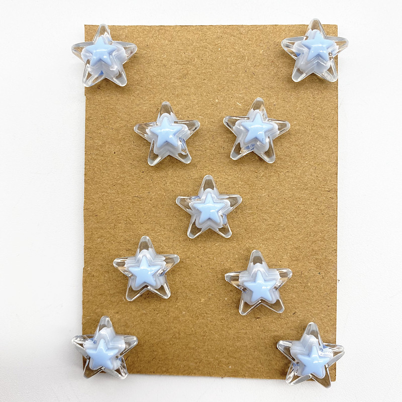 20gab 16mm caurspīdīga iekšējā krāsa akrila piecstaru zvaigžņu krelles, brīvas atstarpes krelles rotaslietas, lai izgatavotu DIY apģērbu piederumus
