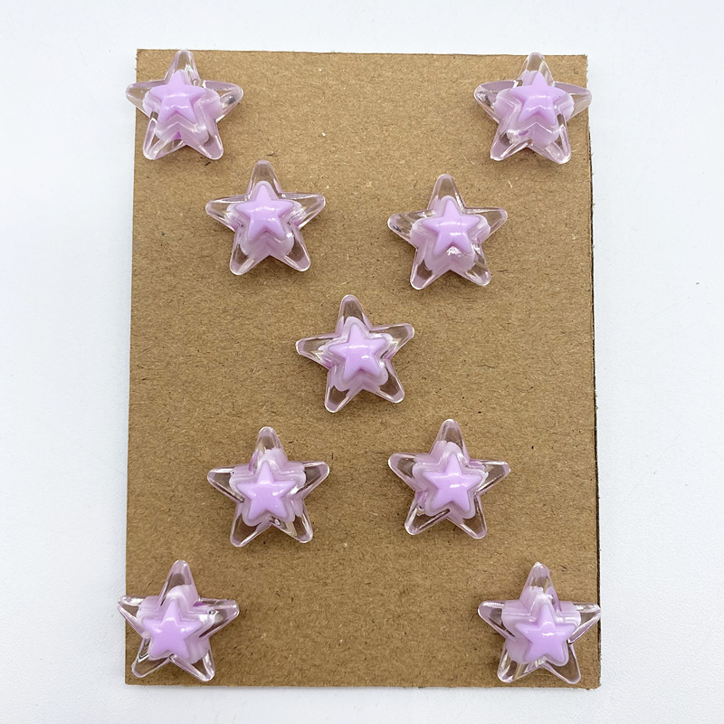 20gab 16mm caurspīdīga iekšējā krāsa akrila piecstaru zvaigžņu krelles, brīvas atstarpes krelles rotaslietas, lai izgatavotu DIY apģērbu piederumus