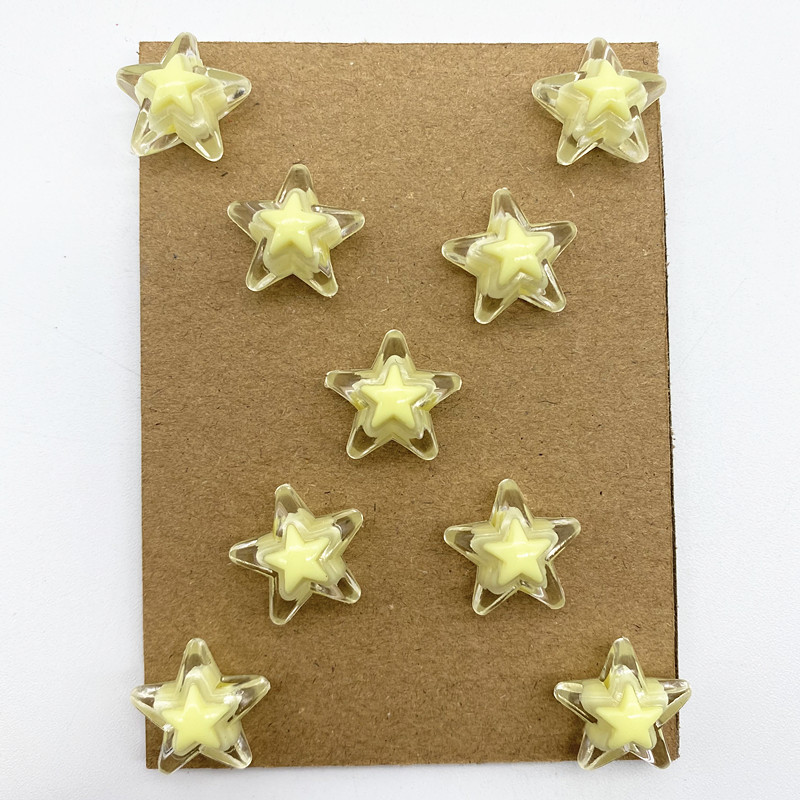 20gab 16mm caurspīdīga iekšējā krāsa akrila piecstaru zvaigžņu krelles, brīvas atstarpes krelles rotaslietas, lai izgatavotu DIY apģērbu piederumus