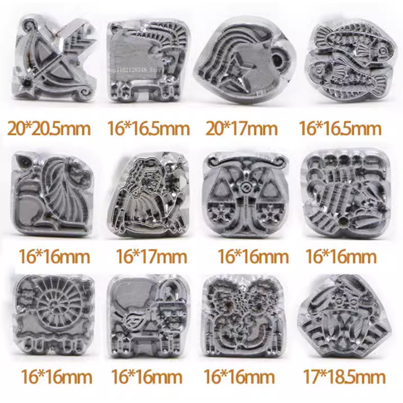 12constelation Ādas grebšanas drukas piederumi DIY grebšanai šūšanas amatniecības piederumi ar rokām darināti ādas izstrādājumi izgatavošanas rīki