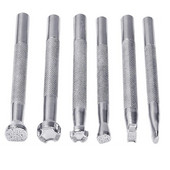 6 бр. Инструменти за щамповане на кожа Работно седло от кожа Комплект печати за създаване на печати със специална форма Комплект перфоратори Инструменти за изработка на кожа