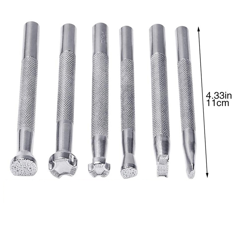 6 db Bőrbélyegző szerszámok Bőr munkanyereg készítés bélyegzőkészlet Különleges formájú bélyegző készlet Bőr kézműves eszközök